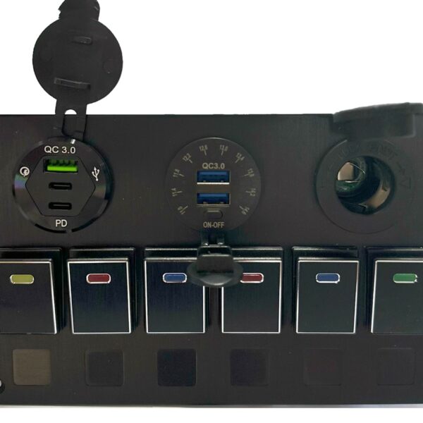 Lumeno Switch Panel (6) with 3 Sockets Black